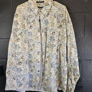 Geoffrey Beene Regular Fit Yellow Paisley Men’s Dress Shirt Xxl